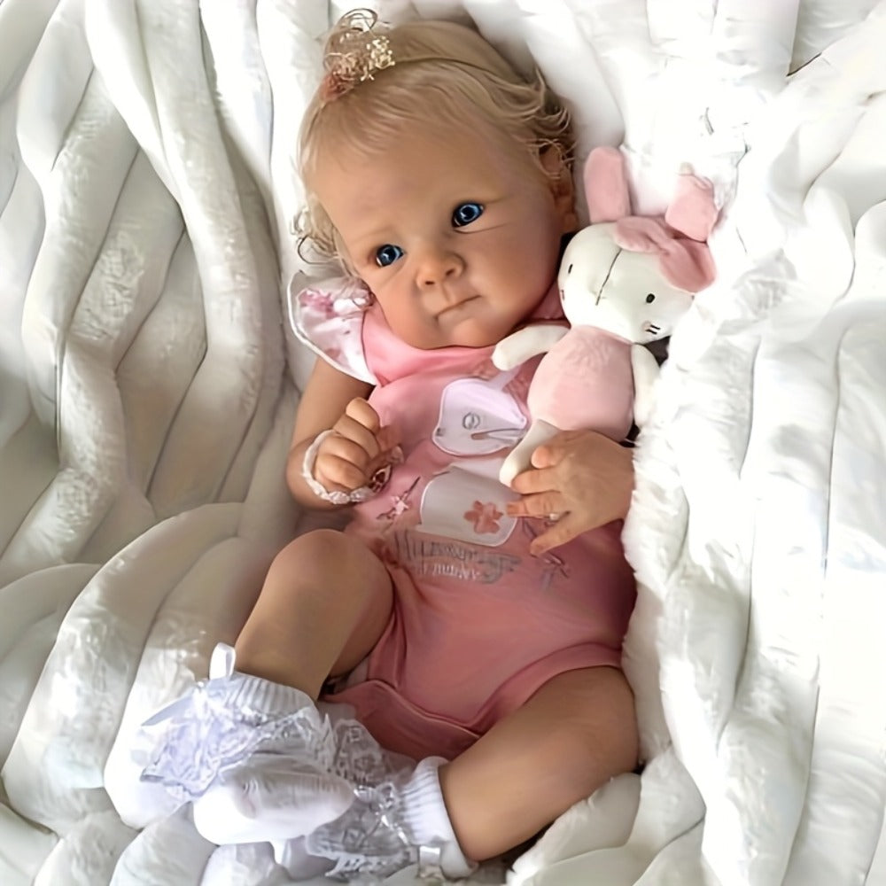 22-Inch Full Vinyl Reborn Baby Doll with Rooted Hair and Open Eyes