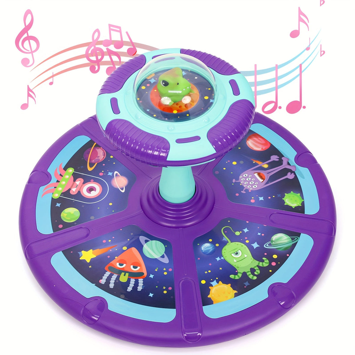 Dinosaur Sit and Spin Toy for Toddlers with Music & LED Flash Lights – 360° Spinning Seat Interactive Sensory Toy for Kids 18 Months+, Indoor Balance & Coordination Toy, Christmas & Birthday Gift