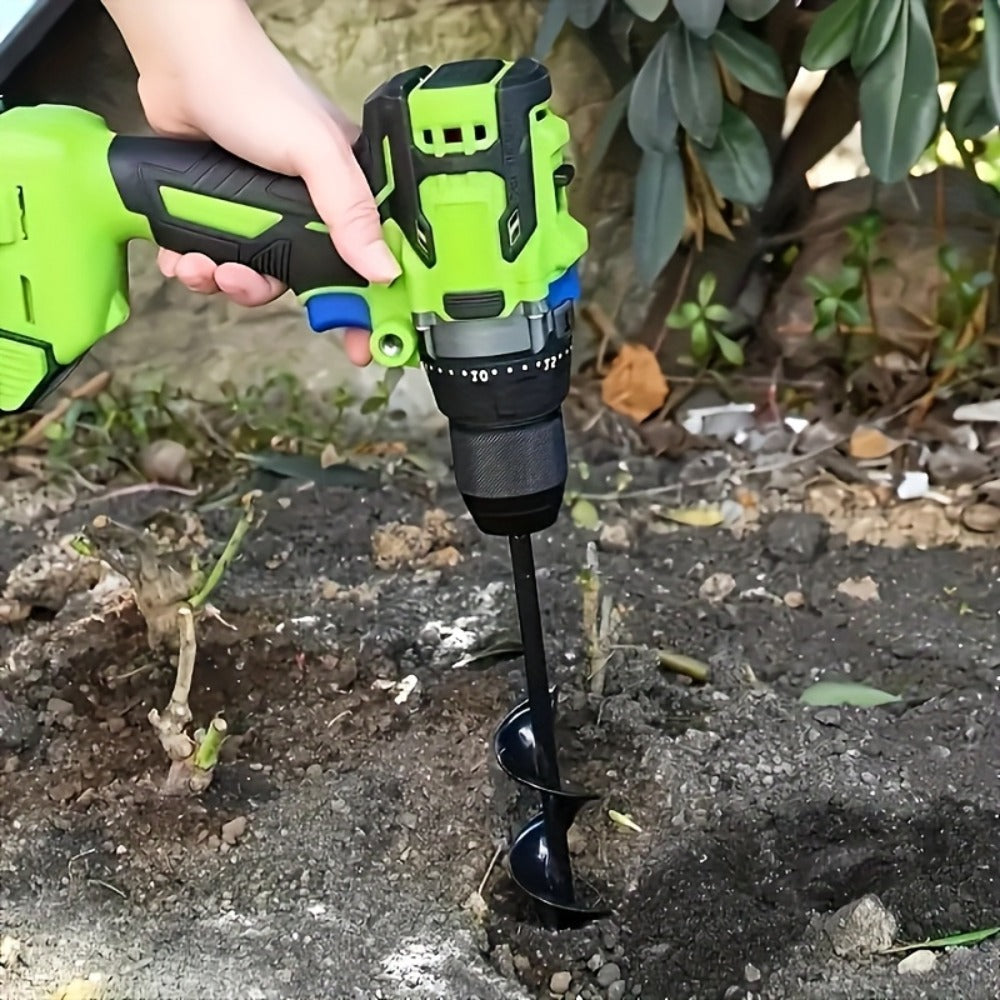 Heavy Duty Auger Drill Bit with 3/8" Hex Round Shank – Garden Earth Planting Hole Digger for Power & Manual Drill