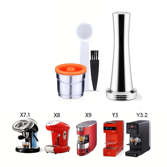 Reusable Coffee Capsule for Illy Y3.2 & X7.1, Stainless Steel with Optional Tamper
