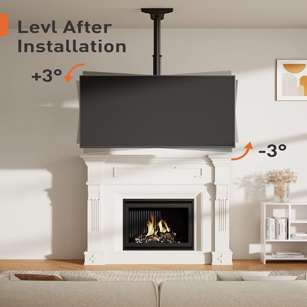 Ceiling TV Mount 37-75 Inch - 360° Swivel & Tilt Adjustable Bracket for Flat & Curved TVs up to 110 lbs, VESA 600x400mm, Stainless Steel, for Home Restaurant Gym