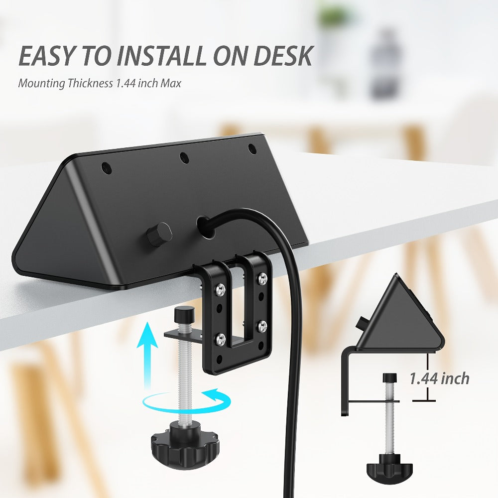 Desk Edge Mount Power Strip 7-in-1 with PD 20W USB-C Fast Charging, Screw & Clamp Mount, 5.6ft Extension Cord, Power Indicator Light – Under-Desk Charging Station for Office, Dorm & Hotel