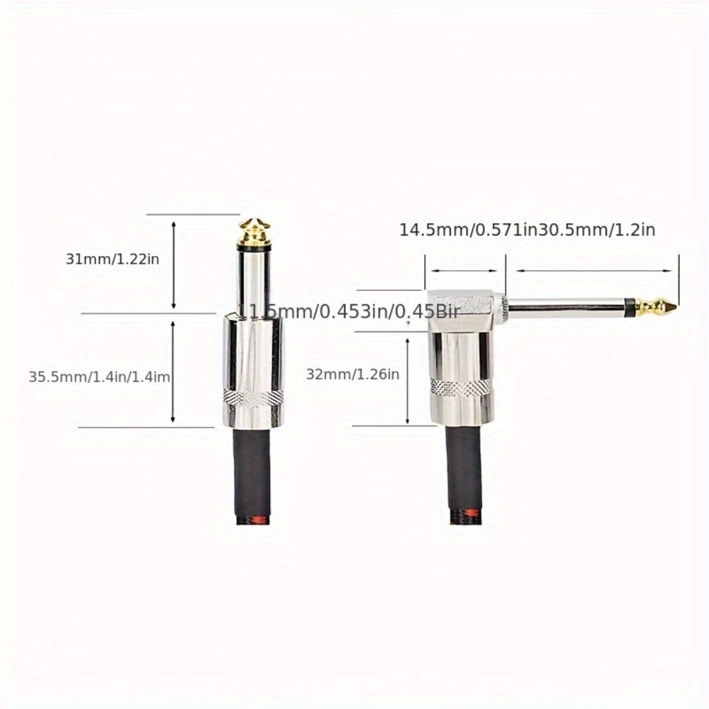 Guitar Bass Amplifier Cable with RCA Connectors – 10ft & 20ft, Tinned Copper Core, Durable Flexible Round Design, Universal Instrument Amp Cable for Electric Guitar, Bass, Keyboard & More