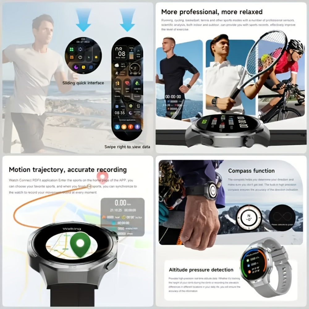 Hexagonal Bezel Smartwatch for Men HD TFT Display 150+ Sports Modes AI Voice Control 100+ Watch Faces Wireless Calling Weather Forecast Activity Tracker Compatible with Android iOS – Black Silver