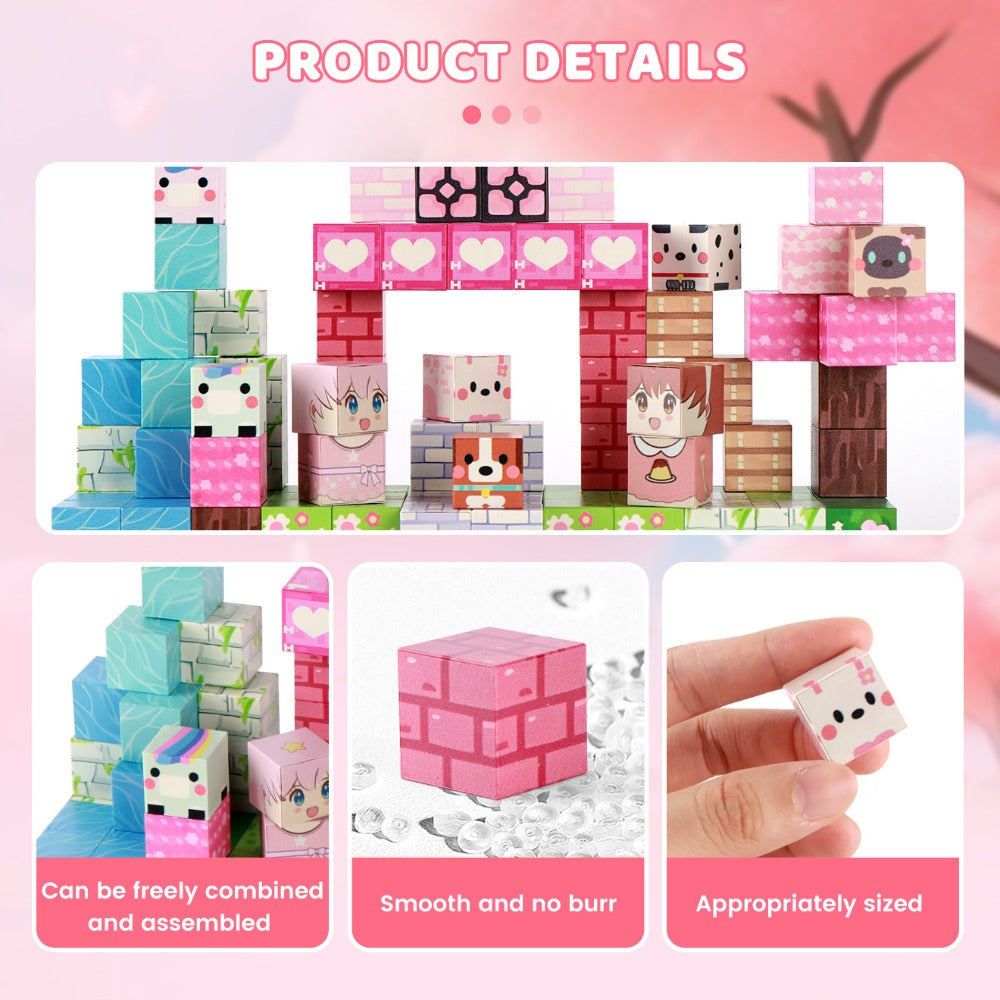 100-Piece Pink Forest Park Magnetic Building Block Set