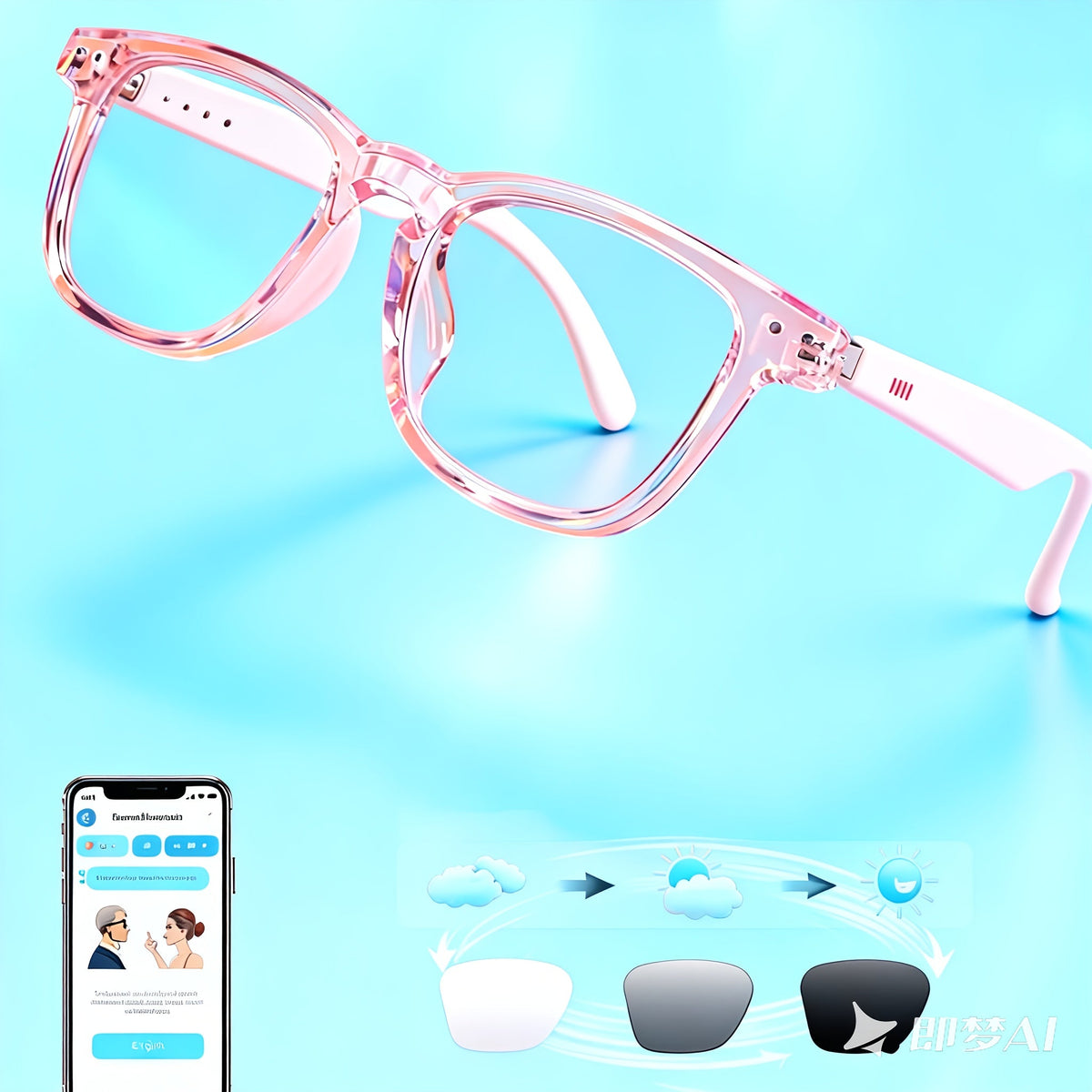 164-Language Translation Glasses with Real-Time AI Voice Translator – Bluetooth Music & Calls | AI Voice Assistant | Indoor & Driving Use | Unisex Smart Eyewear Multiple Colors | Travel Business Gift