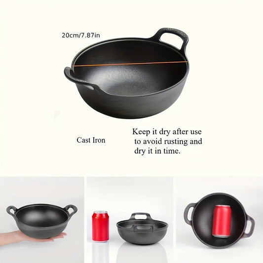 Cast Iron Frying Pan, Pre-Seasoned 7.87-Inch Skillet with Dual Handles