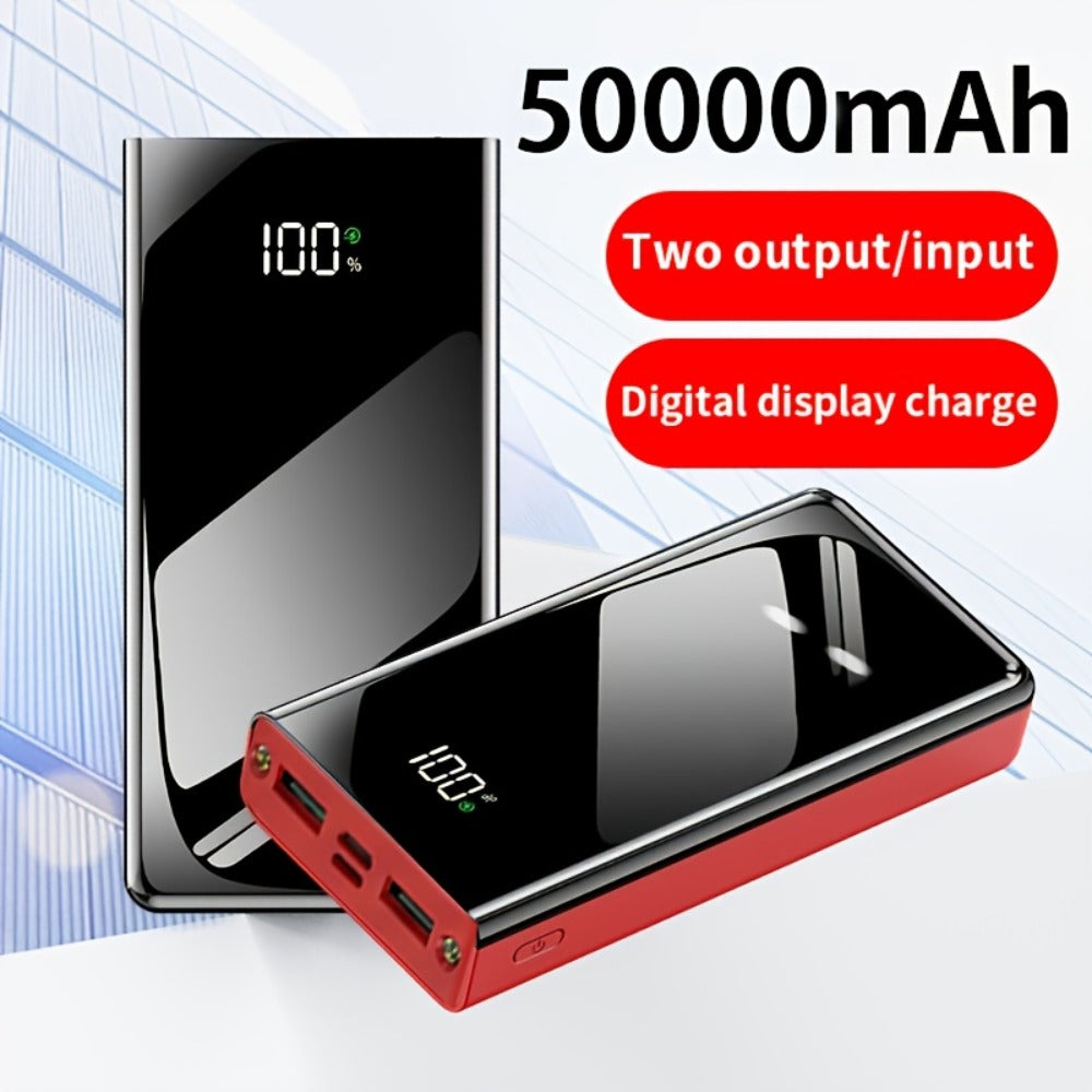 50000mAh Power Bank 22.5W Two-Way Fast Charging – Smart Digital Display LED Camping Light Large Capacity Portable Battery Pack for iPhone Android Tablet Outdoor Travel Emergency