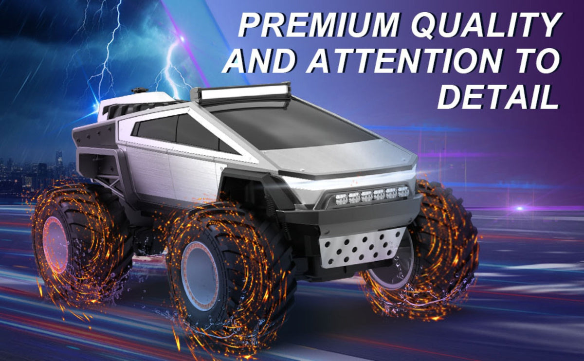 RC Monster Truck Toy, 4WD Off-Road Vehicle with LED Lights and Water Spray Effect