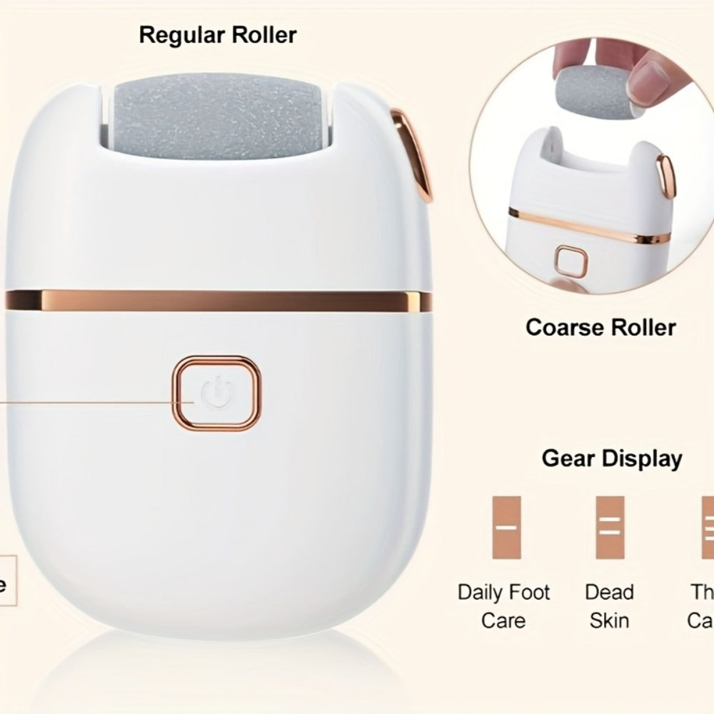 Electric Callus Remover Rechargeable Foot Grinder with 3 Replacement Heads 2 Speed Settings IPX5 Waterproof USB Charging Portable Pedicure Tool for Cracked Heels Dead Skin Women Men