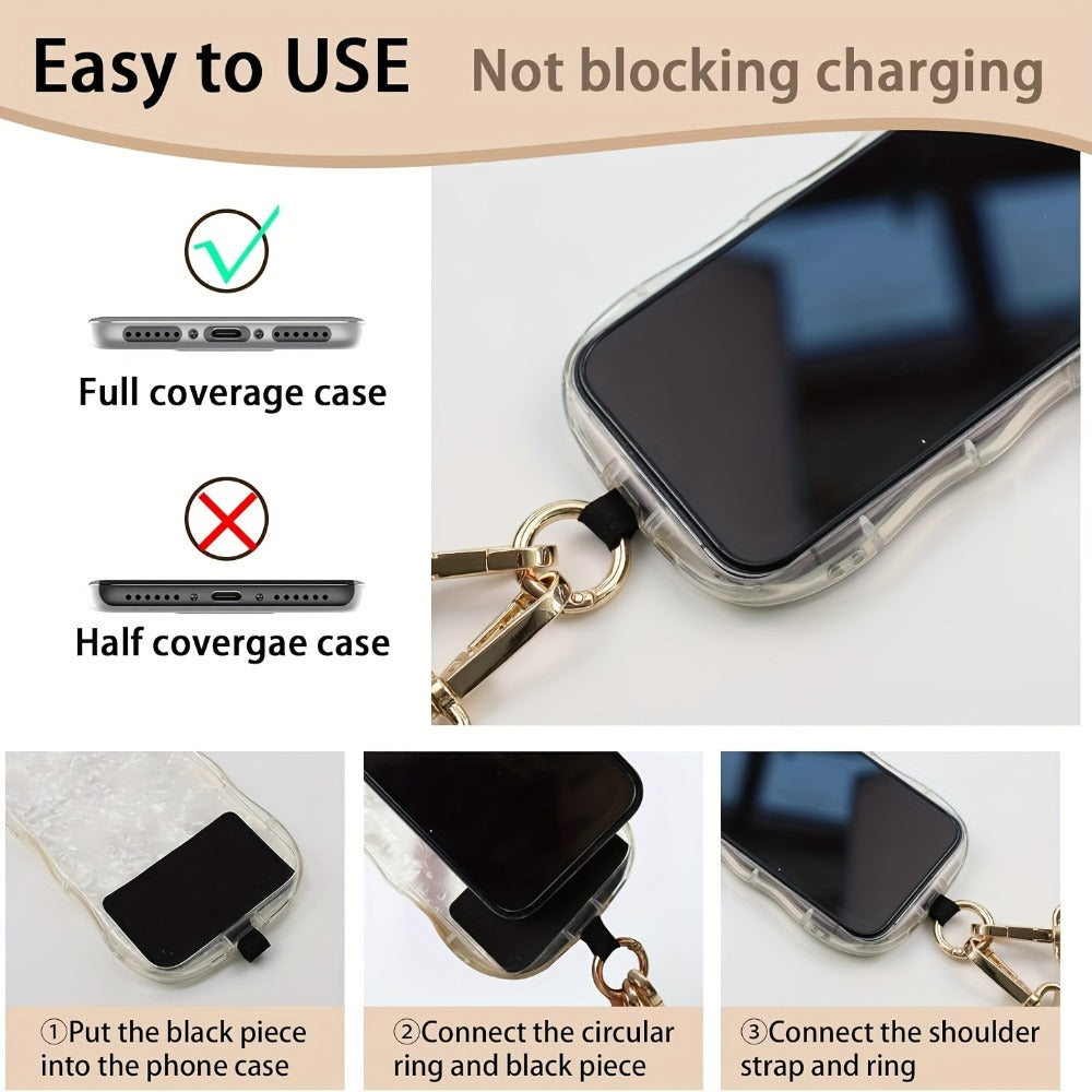 Phone Lanyard Crossbody Strap with Zipper Pouch & Beaded Charm Adjustable Hands-Free Cell Phone Shoulder Strap – Universal Fit for Most Smartphones Women Teens Travel Daily