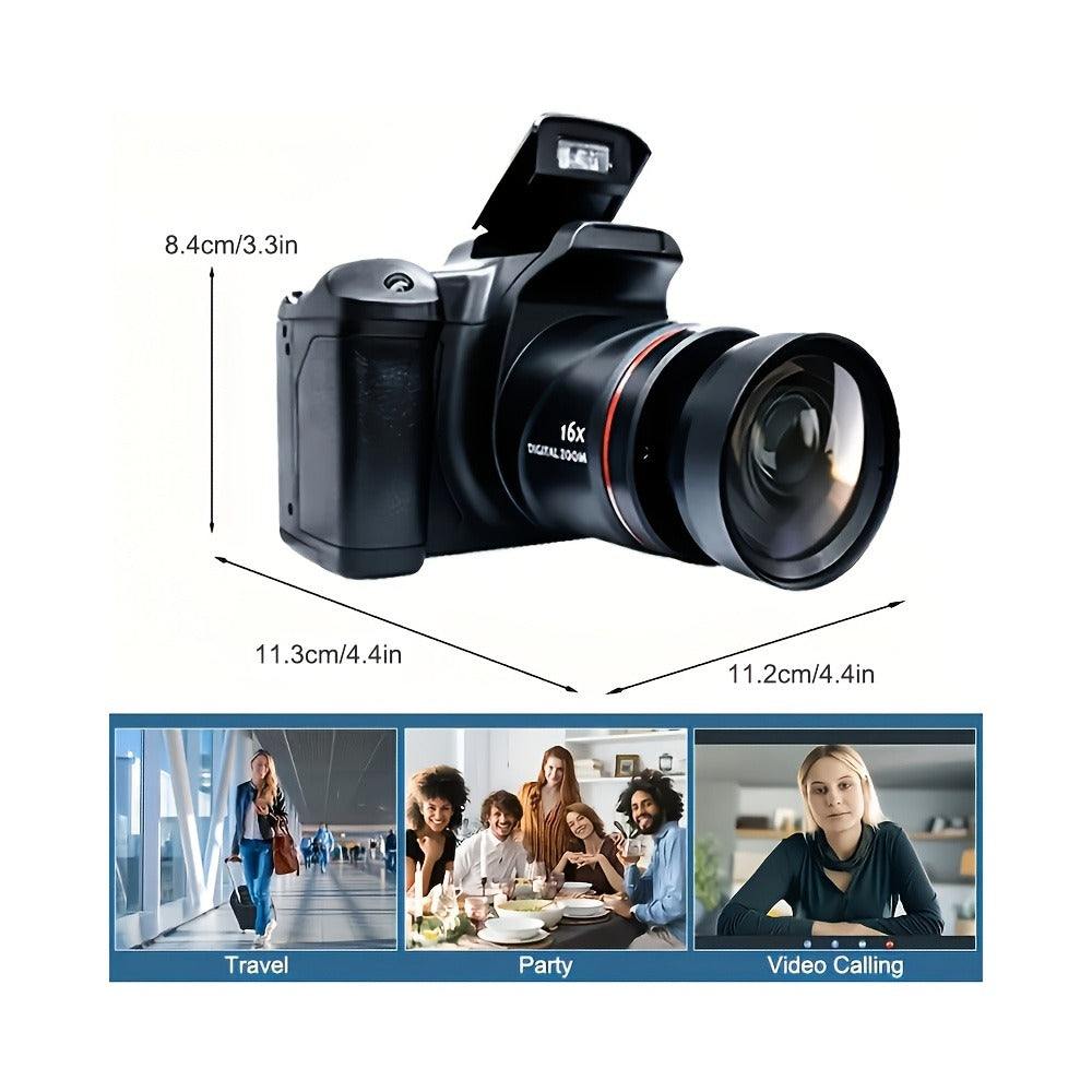 Compact Vlog Camera 1080P FHD – MARVUE Digital Camera with 2.4-Inch LCD Screen, Long-Lasting Battery, 16x Digital Zoom, 9.88mm Wide-Angle Lens, Durable Design for Travel, Everyday Use & Gift