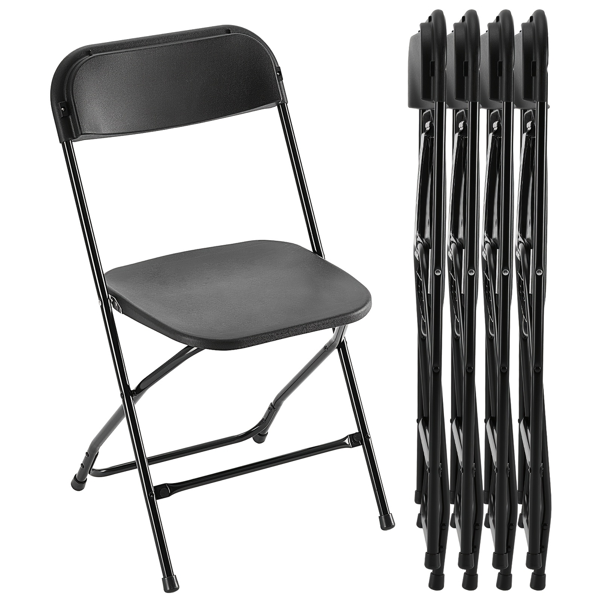 Commercial Folding Chairs Stackable – 350lb Heavy Duty Steel Frame, Weather Resistant Plastic, Indoor & Outdoor Event Seating – White or Black, 4 to 20 Pack for Weddings & Parties