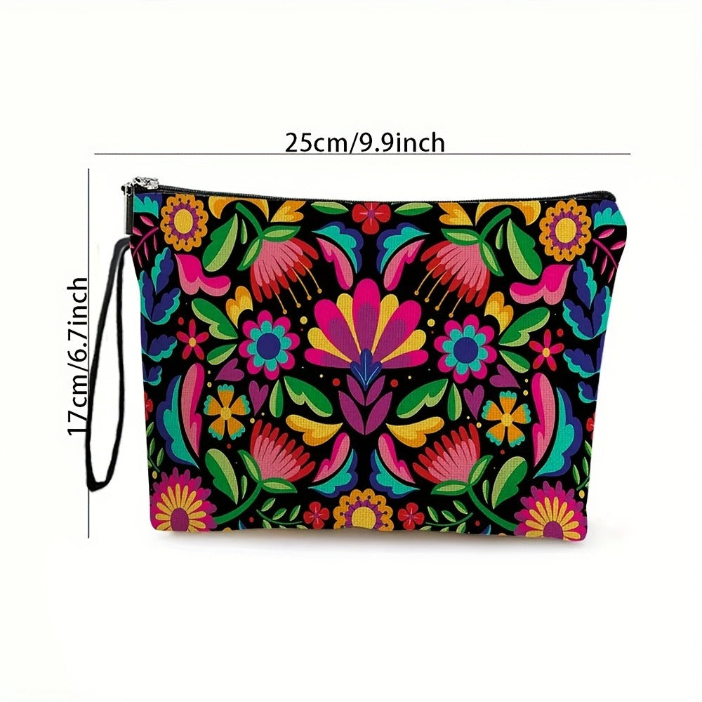 Travel Makeup Bag 4-Pack Set Large Capacity Cosmetic Organizer with Zipper Floral & Cute Animal Print Toiletry Pouch for Women Girls Vacation Business Trip Daily Use Gift