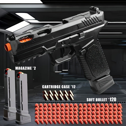Soft Bullet Toy Pistol with Shell Ejection and 100 Bullets