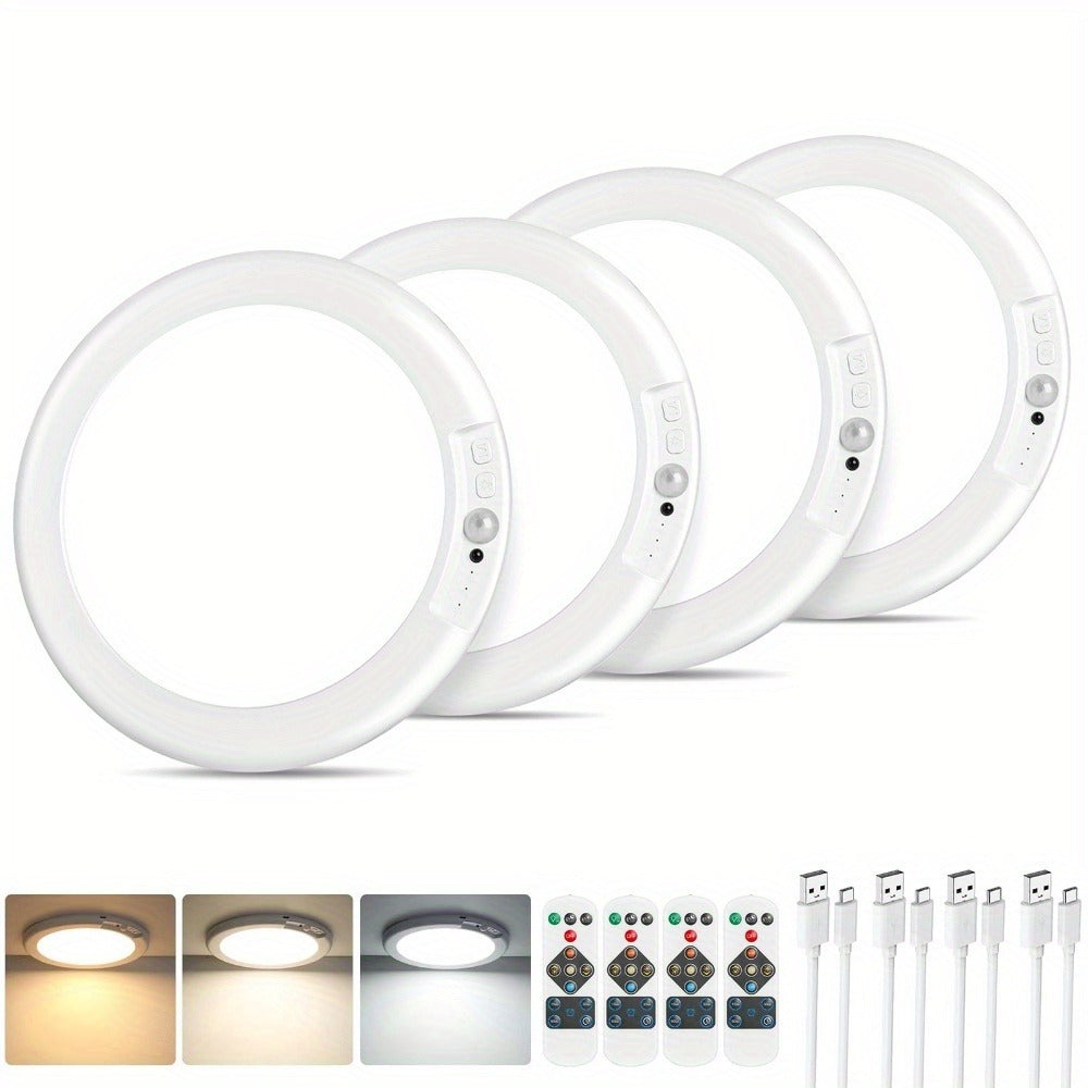 Motion Sensor Ceiling Light Rechargeable with Remote – 3-Color Dimmable Wireless LED Overhead Light, No Wiring, Battery Operated for Closet, Shower, Pantry, Shed & Hallway (Round & Square, 1 or 2 Pack)