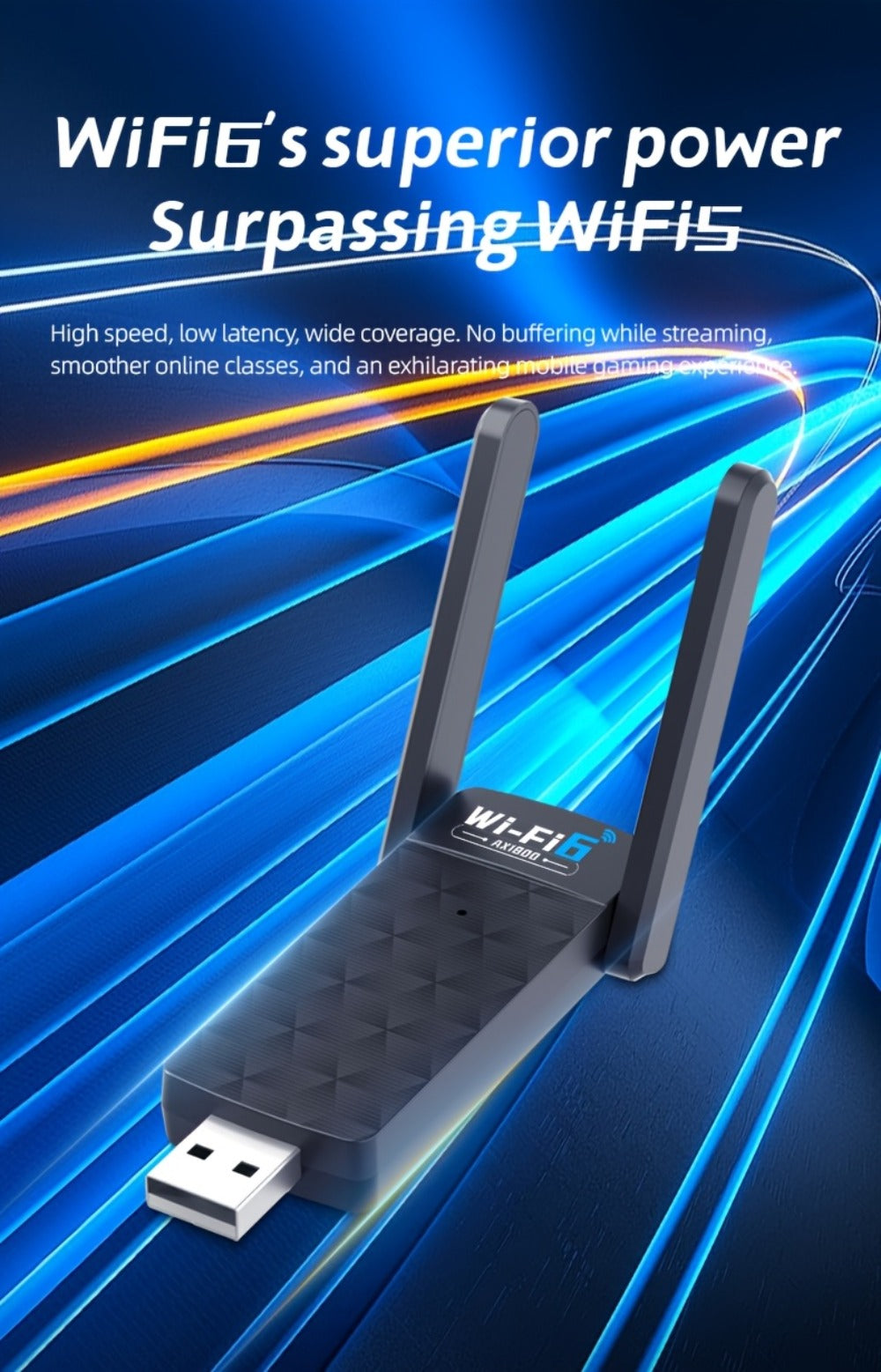 1800Mbps USB WiFi Adapter for PC Desktop Laptop with Dual 5dBi Antennas, 5GHz & 2.4GHz Dual Band Wireless Network Adapter, Windows 11 10 8 7 Compatible, Double Antenna or No Antenna Version
