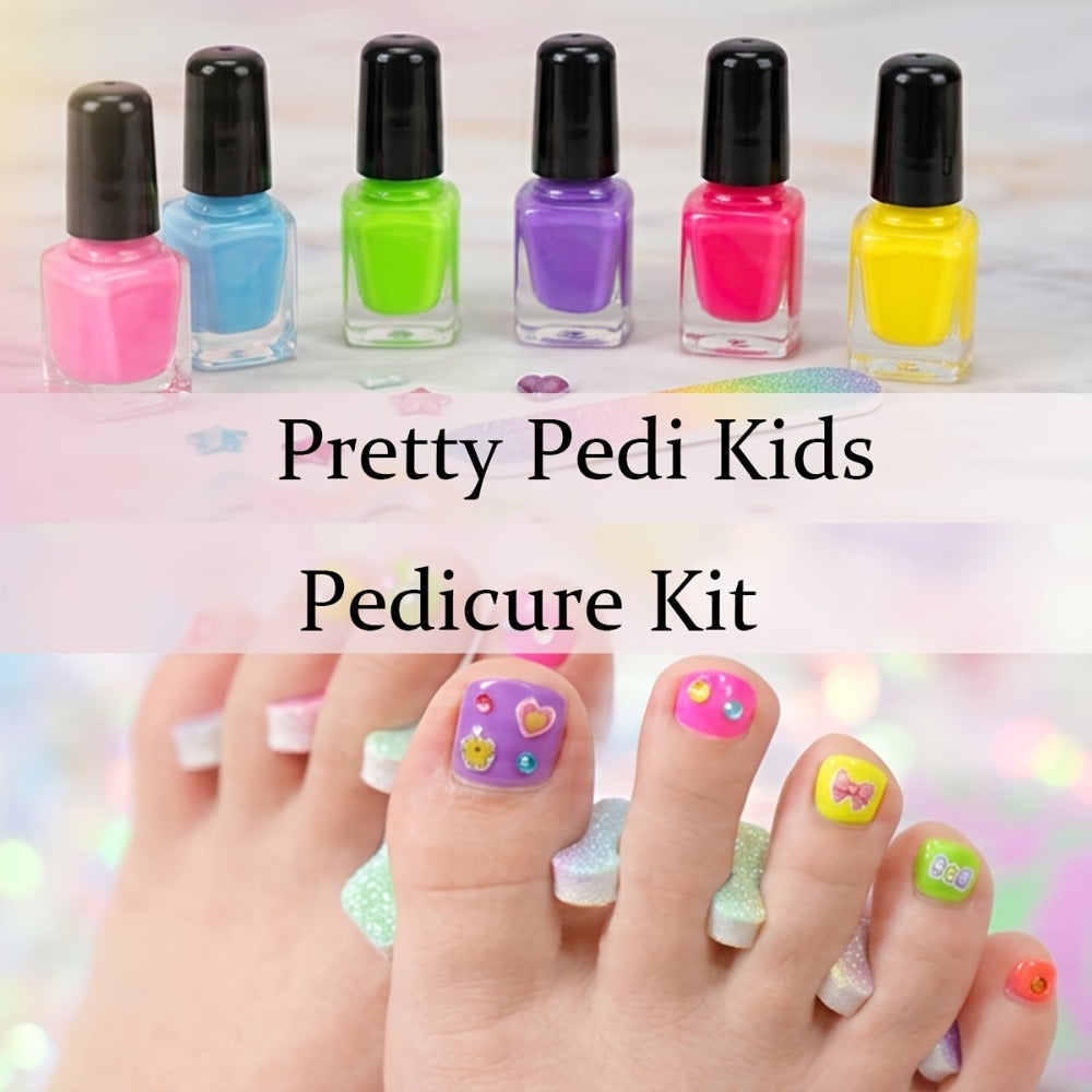 Pedicure Pretend Play Spa Set with 320+ Pieces, Nail Stickers & Polish