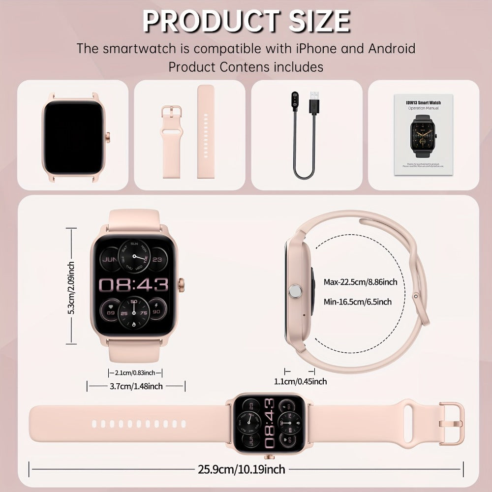 Smartwatch with Built-in Alexa FAWEIO 1.8" HD Touch Screen, Bluetooth Calling, 100+ Sport Modes, Fitness Tracker Heart Rate Sleep Monitor, Compatible with iPhone & Android – Smart Watch for Women Men 14 Colors