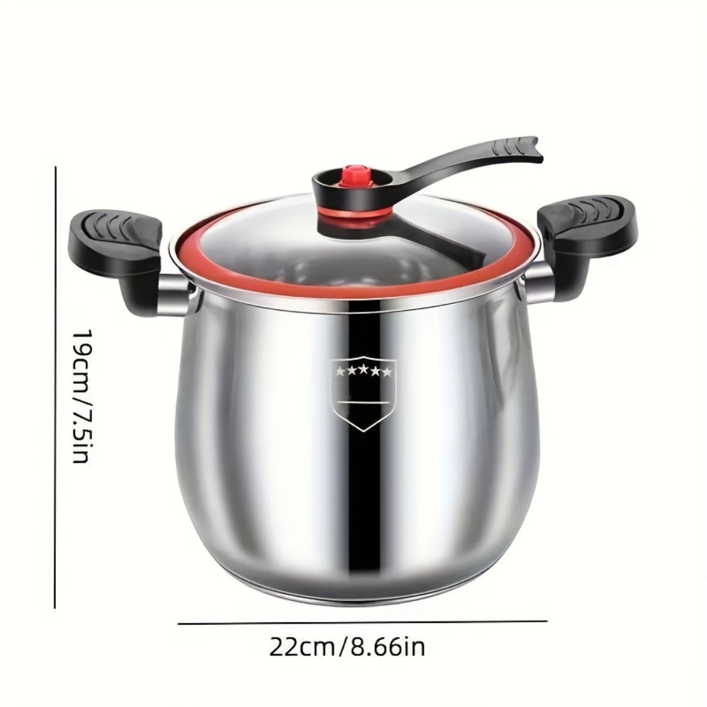 Stainless Steel Quick Cooking Pot with Lid Large Capacity – Food-Grade Non-Stick Scratch-Resistant Saucepan | Induction & Gas Stove Compatible Stew Soup Pot Even Heating Kitchen Cookware