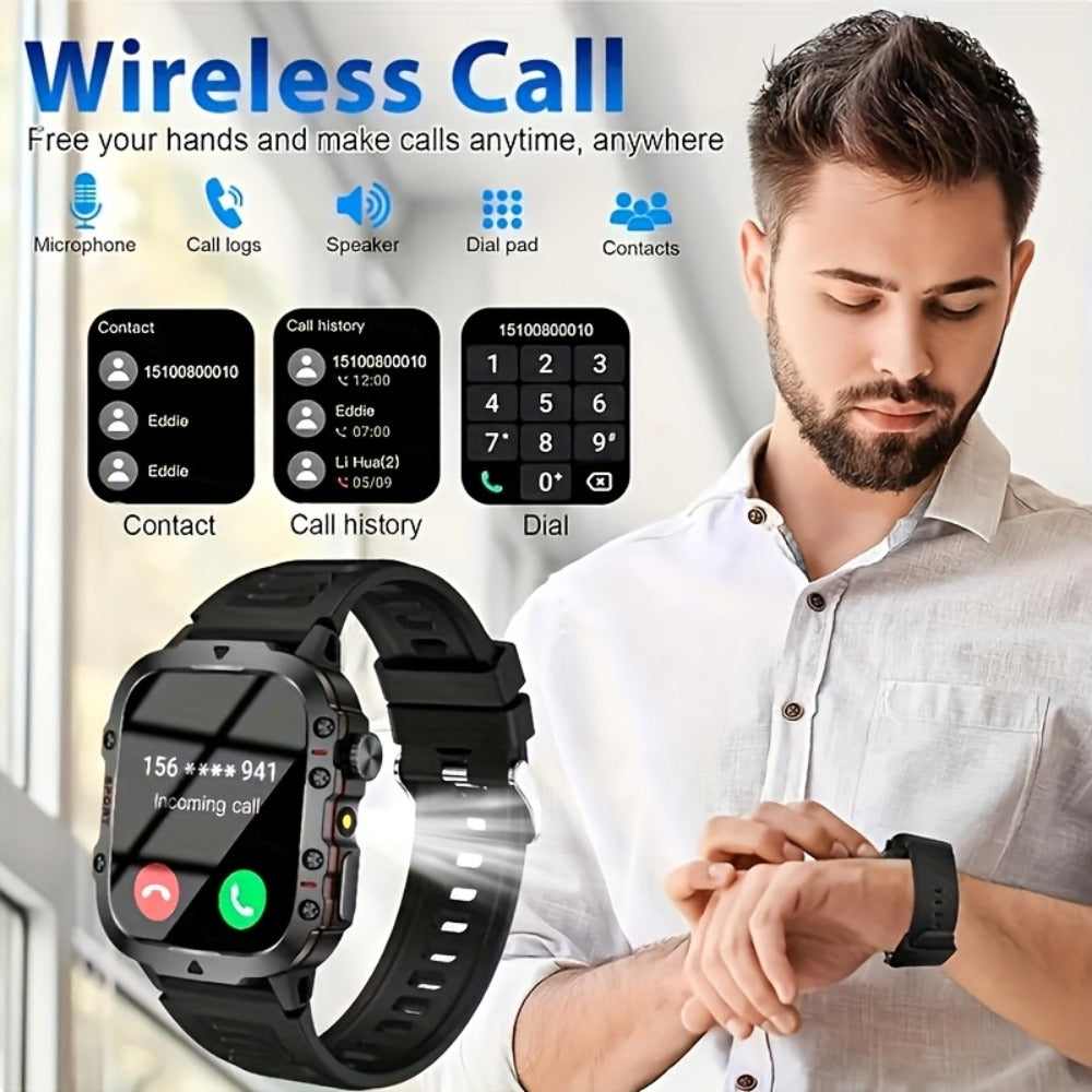 Illumination Light Smartwatch K33 Khaki – Full Touch, 100+ Sport Modes, Wireless Calling, Music Playback, Remote Camera, Weather Forecast, Alarm & Custom Watch Faces – Unisex Silicone Strap