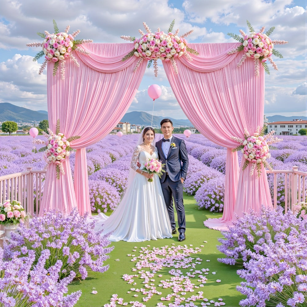 Photography Backdrop 4-Pack 5x10ft Polyester Spandex Background Cloth | Wrinkle-Resistant, Soft & Smooth with Pole Pockets | Wedding, Birthday, Banquet, Party & Event Decoration Curtains