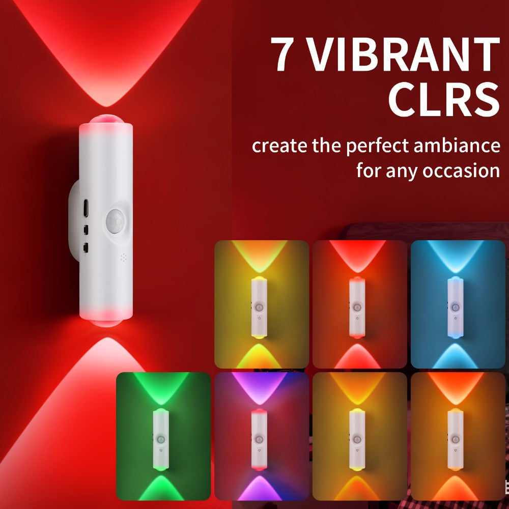 RGB Magnetic Night Light LED Ambient – Multi-Color Motion Sensor, No-Drill Magnetic Install, Long Battery Life for Living Room, Bedroom, Hallway, Stairs & Bar (1pc or 5-Pack)