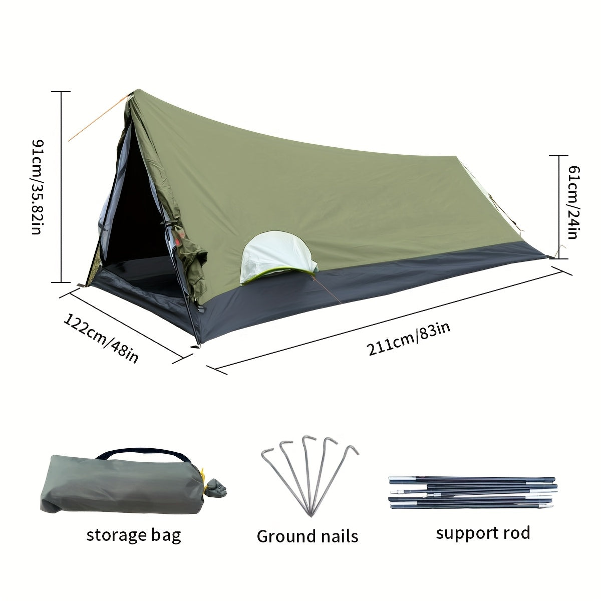 Lightweight Backpacking Tent 1-2 Person - Easy Setup Camping Tent with Mosquito Net, Zipper Door, UV Sun Protection, Waterproof Emergency Shelter for Solo Hiking Cycling Outdoor Adventure