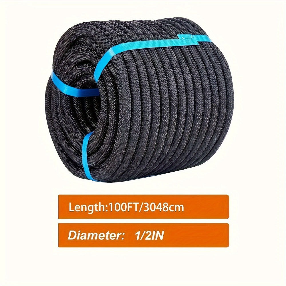 Double Braided Nylon Rope 1/2 Inch Heavy Duty Polyester – 100ft 150ft 200ft Multi-Color for Anchoring Towing Cargo Sailing Dock Lines & Outdoor Use