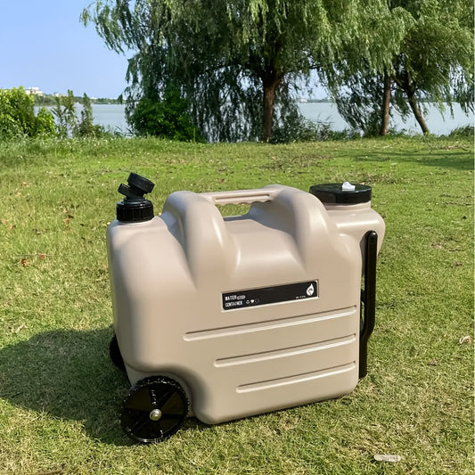 Portable Water Tank with Wheels, 7.4 Gallon Square Container for Camping