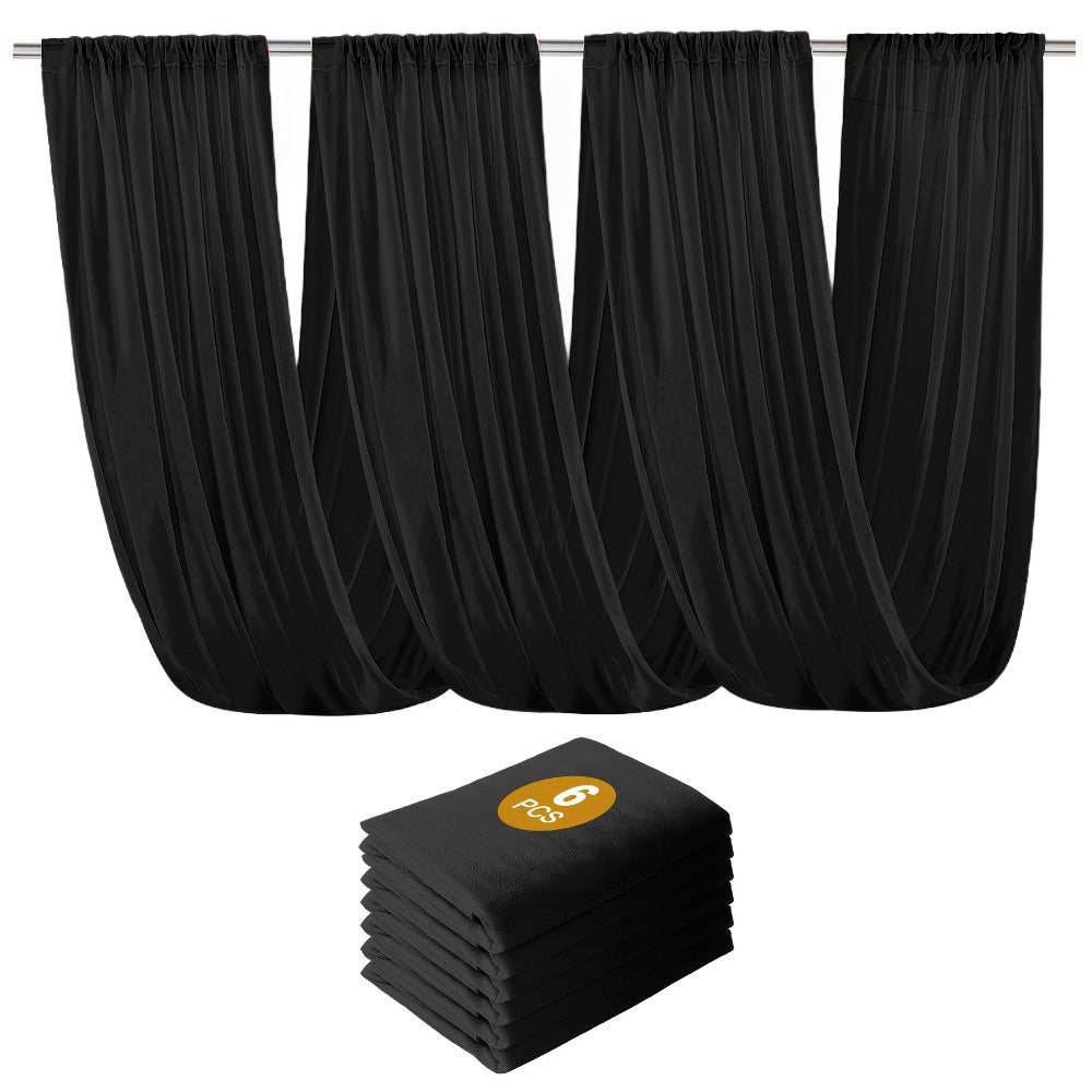6-Pack Chiffon Ceiling Drapes for Wedding 63x118in - Sheer Polyester Backdrop Curtains with Rod Pockets for Wedding Arch, Party Stage, Photography, Ceremony & Event Decoration Swag