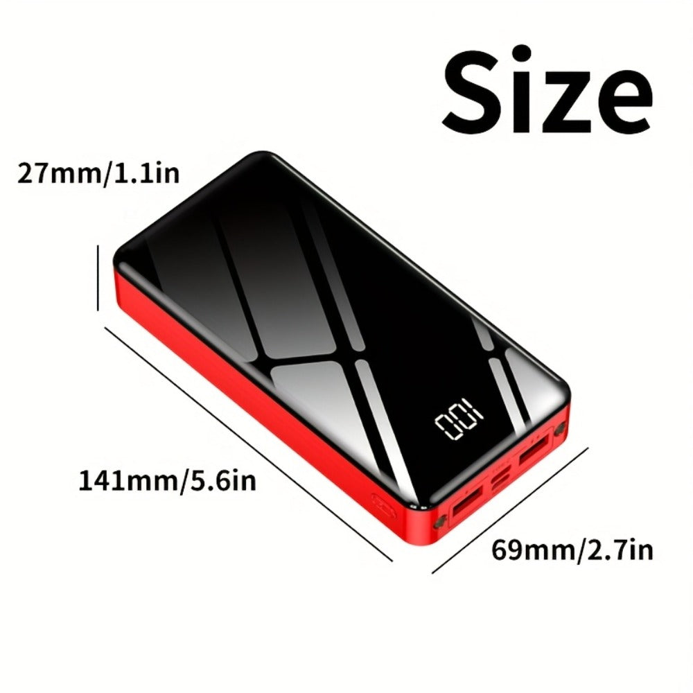 4-Port 100000mAh High Capacity Power Bank 30000mAh 50000mAh 80000mAh, Type-C Fast Charging LED Display Outdoor Emergency Backup Battery Pack for iPhone Android Samsung Tablets – Black Red Available