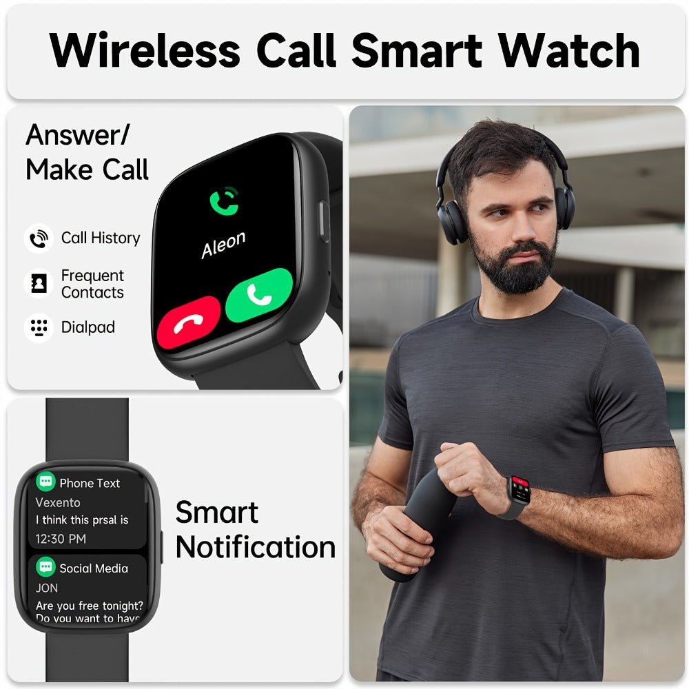 Alexa Built-in Waterproof Smartwatch 1.83" HD – Wireless Calling, 100+ Sport Modes, Heart Rate SpO2 Sleep Tracker, Optional Woven Strap – Unisex Black Green Purple Pink Gold White iPhone & Android
