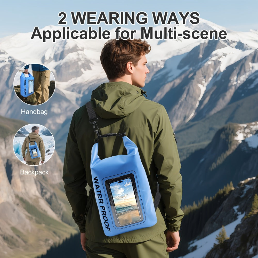Waterproof Dry Bag Backpack with Touchscreen Phone Window & Roll Top Closure – Lightweight Dry Storage Bag for Men Women | 1.32 2.64 5.28 7.93 10.57 Gal | Travel Swimming Kayaking Camping Beach Boating
