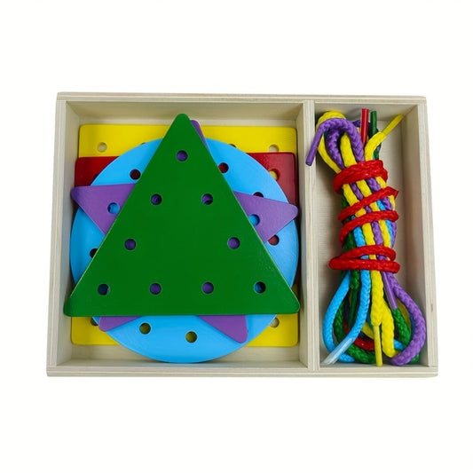 Wooden Lacing Cards for Threading and Shape-Based Activity Play