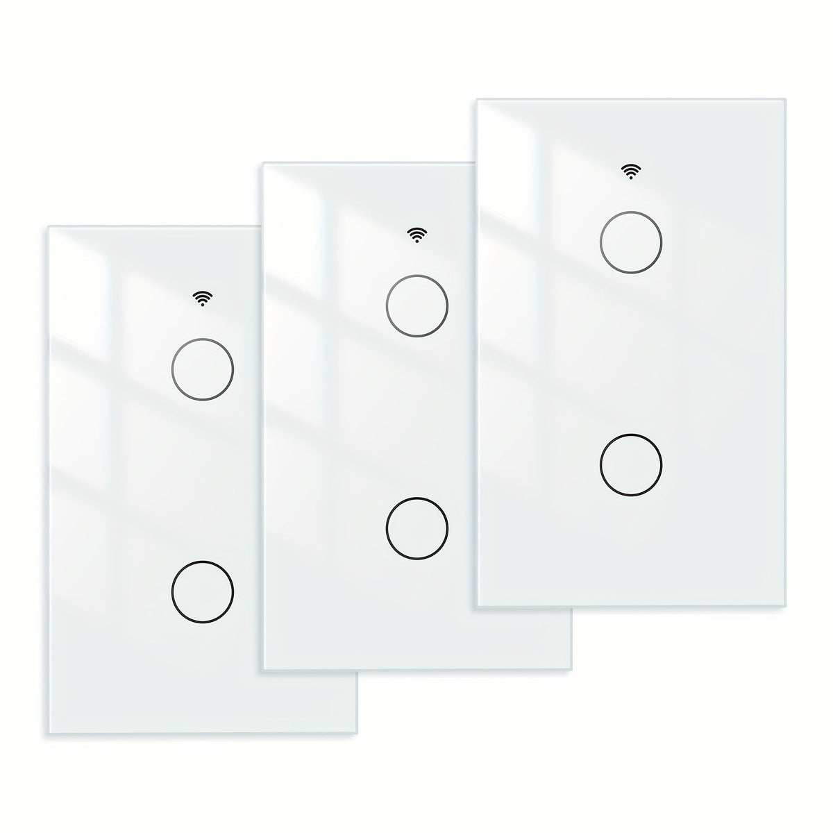 No Neutral Wire Smart Touch Wall Switch MOES WiFi 1/2/3 Gang Single Fire, Works with Alexa & Google Home, App Remote Control, 2.4GHz 110V White – 2 Pack 3 Pack Smart Light Switch