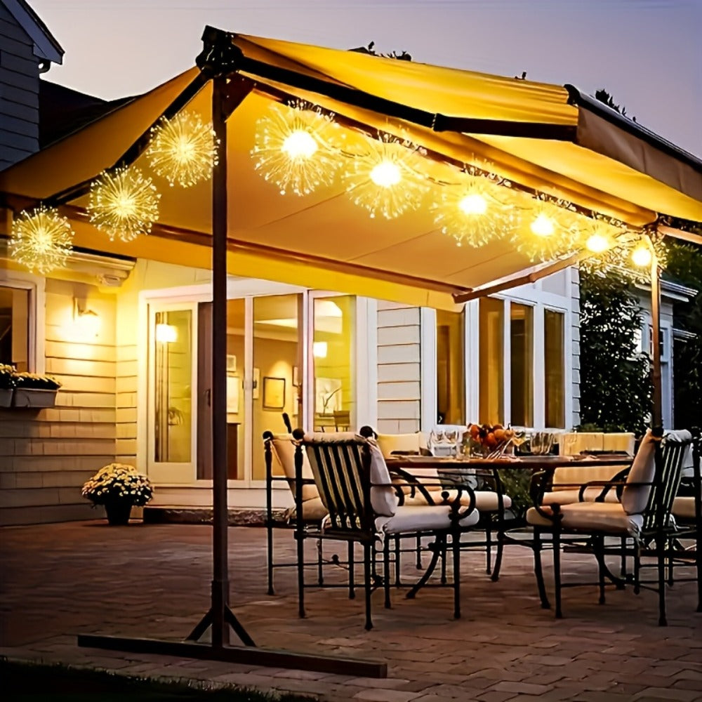 Solar Starburst Lantern Fairy Lights Outdoor 5 Pack 450 LED - Remote & Timer, 8 Modes, Adjustable Brightness, Pure Copper Wire, Waterproof for Yard, Garden, Patio, Wedding & Christmas Decor