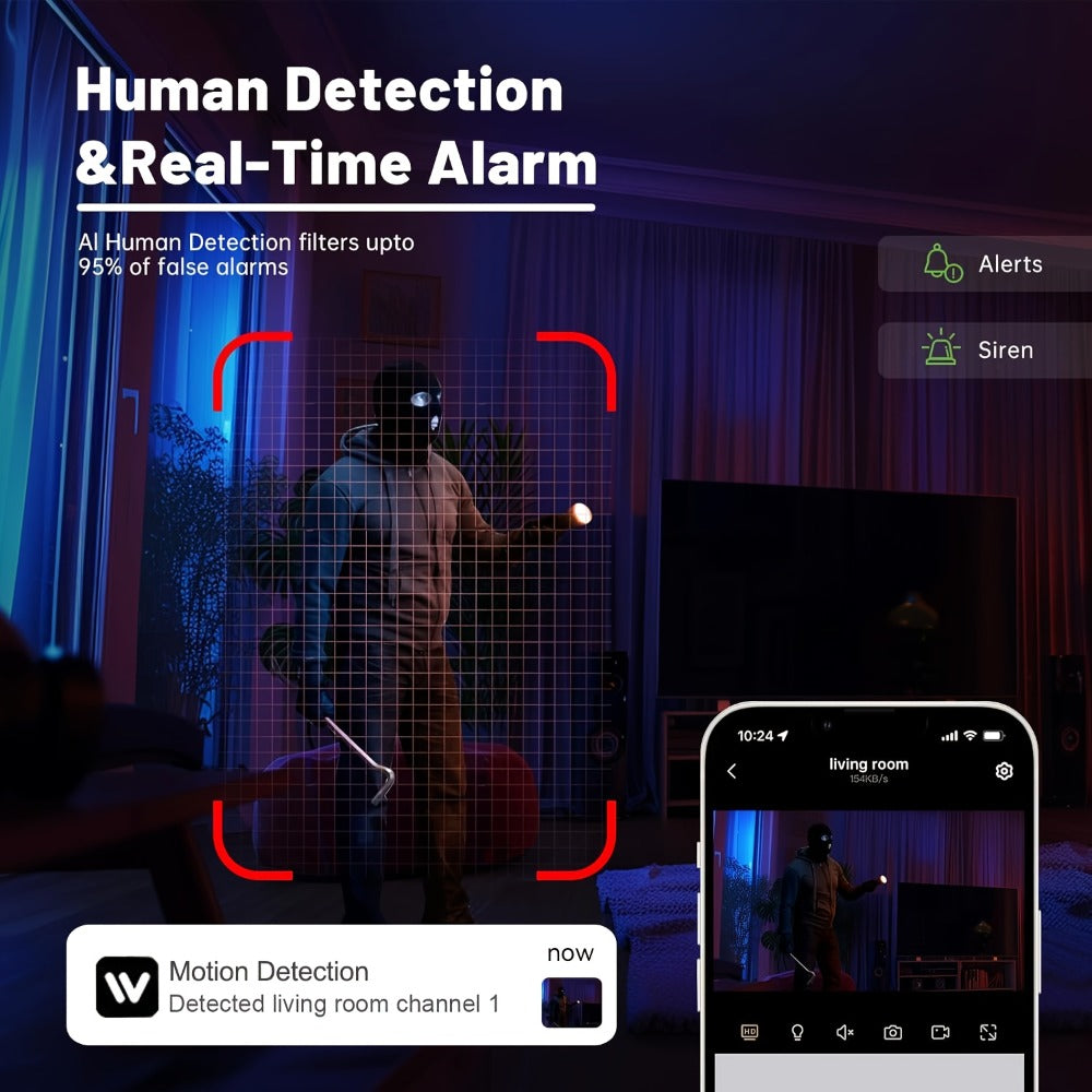 4MP Indoor Security Camera 360° Rotatable with Human Tracking, Motion Detection, Dual-Channel WiFi 2.4G & 5G, Color Night Vision, Two-Way Audio & App Control – Home Surveillance Camera