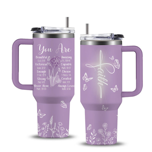 Christian Insulated Tumbler 40 oz with Lid and Straw for Everyday Use