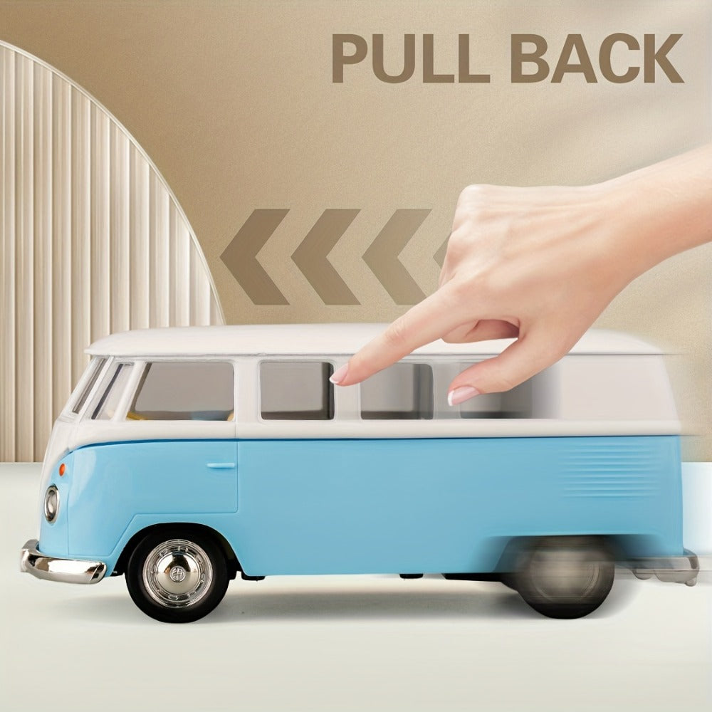 Volkswagen T1 Bus Diecast Model Car, 1:36 Scale Zinc Alloy Pullback with Detailed Interior