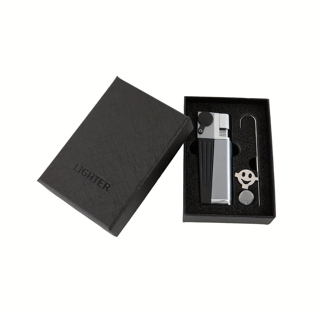 Folding Pipe Lighter Refillable 2-in-1 with Adjustable Flame, Metal-Crafted Durable Design, Gift Box Included – Windproof Butane Lighter for Men, Outdoor, Christmas & Valentine’s Day Gift