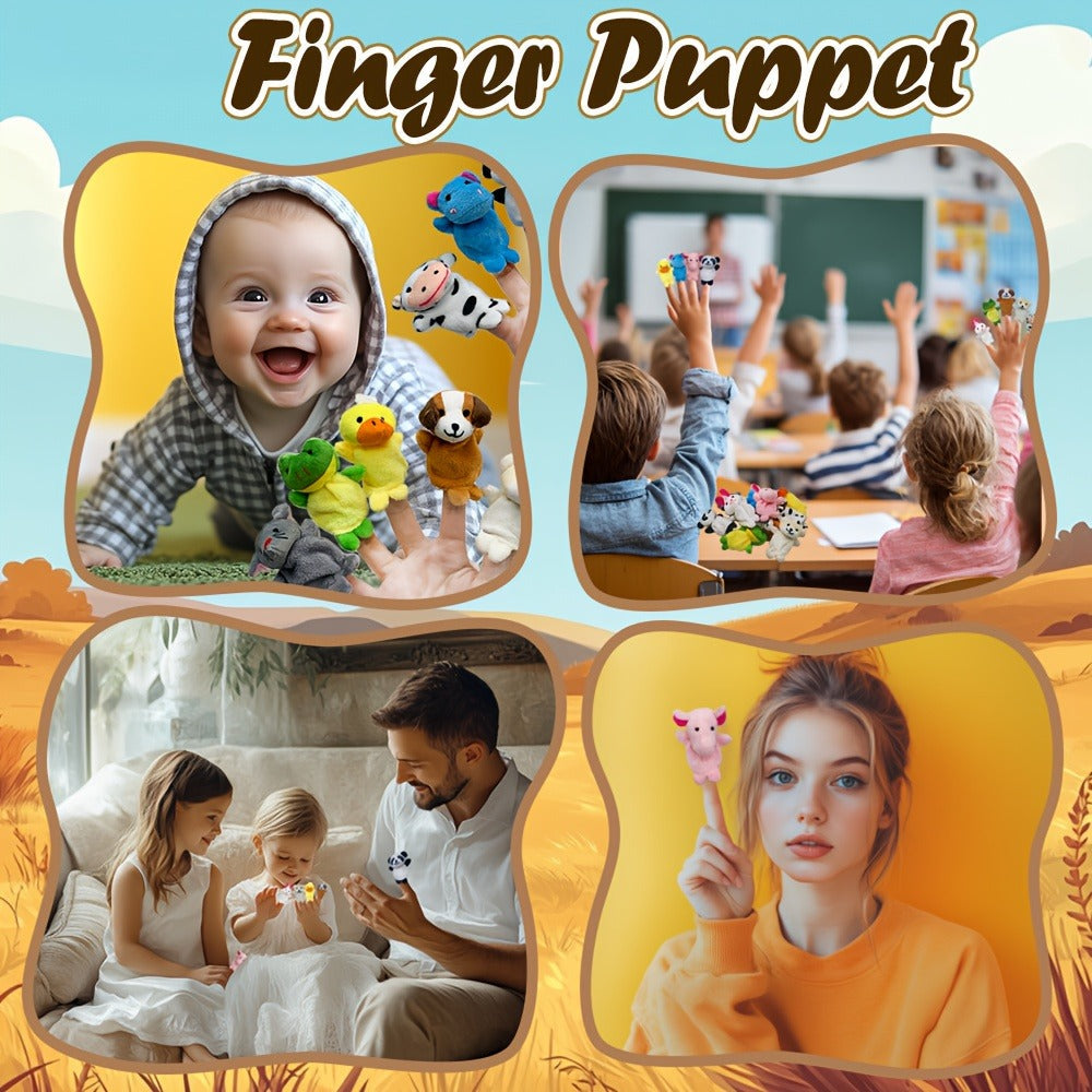 Soft Plush Animal Finger Puppets 20pcs Set with Expressive Eyes Fluffy Ears & Posable Arms, Multi-Color Mini Plush Figures for Kids Puppet Shows Birthday Party Favors Goodie Bags Gift