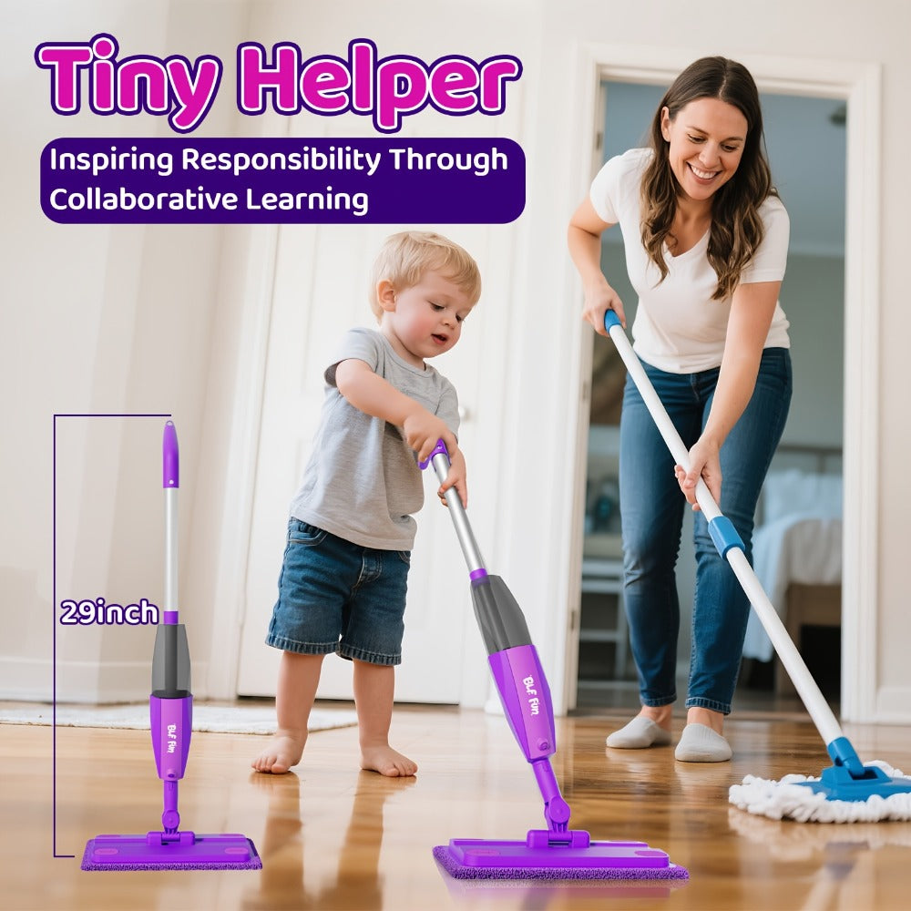 Kids Spray Mop Toy with Water Sprayer for Pretend Housekeeping Play
