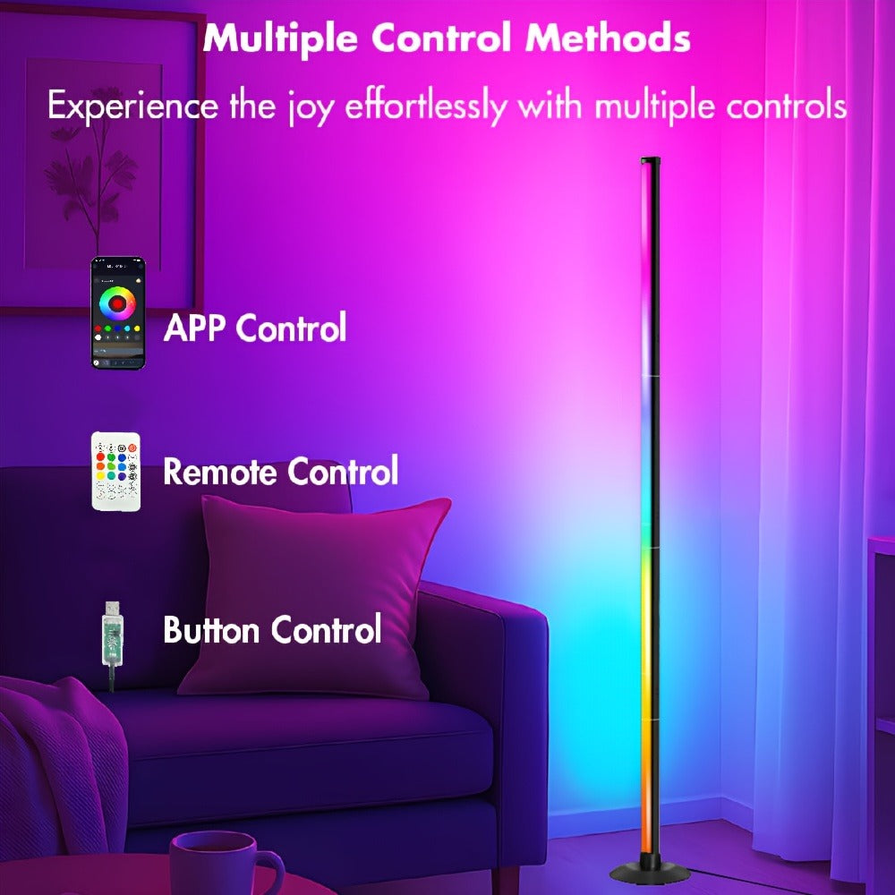 Smart LED Floor Lamp Modern Minimalist – Mood Lighting App & Remote Dual Control Backlight Ambient Light for Bedroom Office Gaming Study Room Holiday Gift 1 or 2 Pack