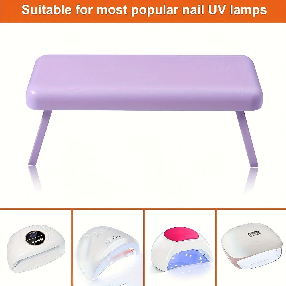 Folding Nail Armrest Hand Rest for Nail Technicians - Cushioned Wrist Support Pillow Bracket, Portable Manicure Table Stand, Professional Salon Nail Station Accessory, Pink White Purple