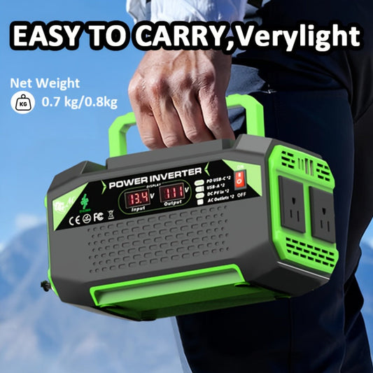 Car Power Inverter, DC 12V to AC 110V with LCD, USB-A and USB-C Ports