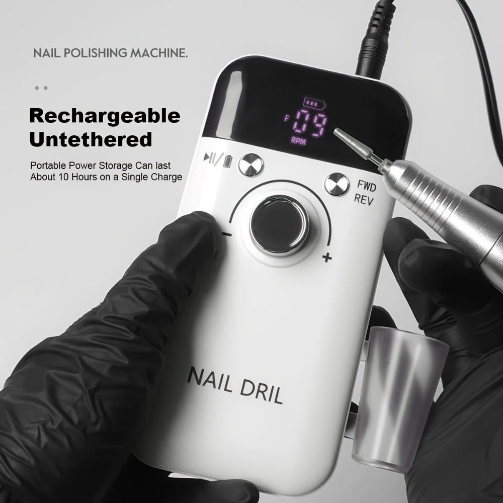 Nail Drill Machine 45000RPM Forward Reverse Rotation Rechargeable with LCD Display Low Noise Electric Nail File for Gel Polish Removal Acrylic Nails Manicure Pedicure Home Salon White Pink Black Purple
