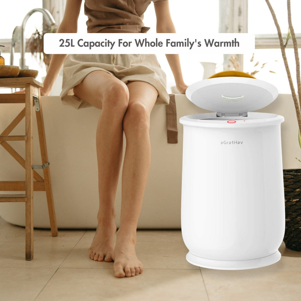 Electric Towel Warmer Bucket Ultra Large Capacity Fits Two 40x70 Towels ETL FCC Certified 1-Min Heat Auto Shut-Off Silent Spa Bathroom Heater Lavender Disc Gift