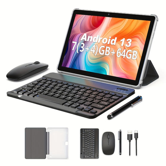 WiFi 6 Tablet Android 13 10 Inch 11 Inch 7GB RAM 64GB ROM 512GB Expandable 8MP Dual Camera Type-C Stereo Speakers Protective Case or Keyboard Kit Included – TAB10 & TAB11
