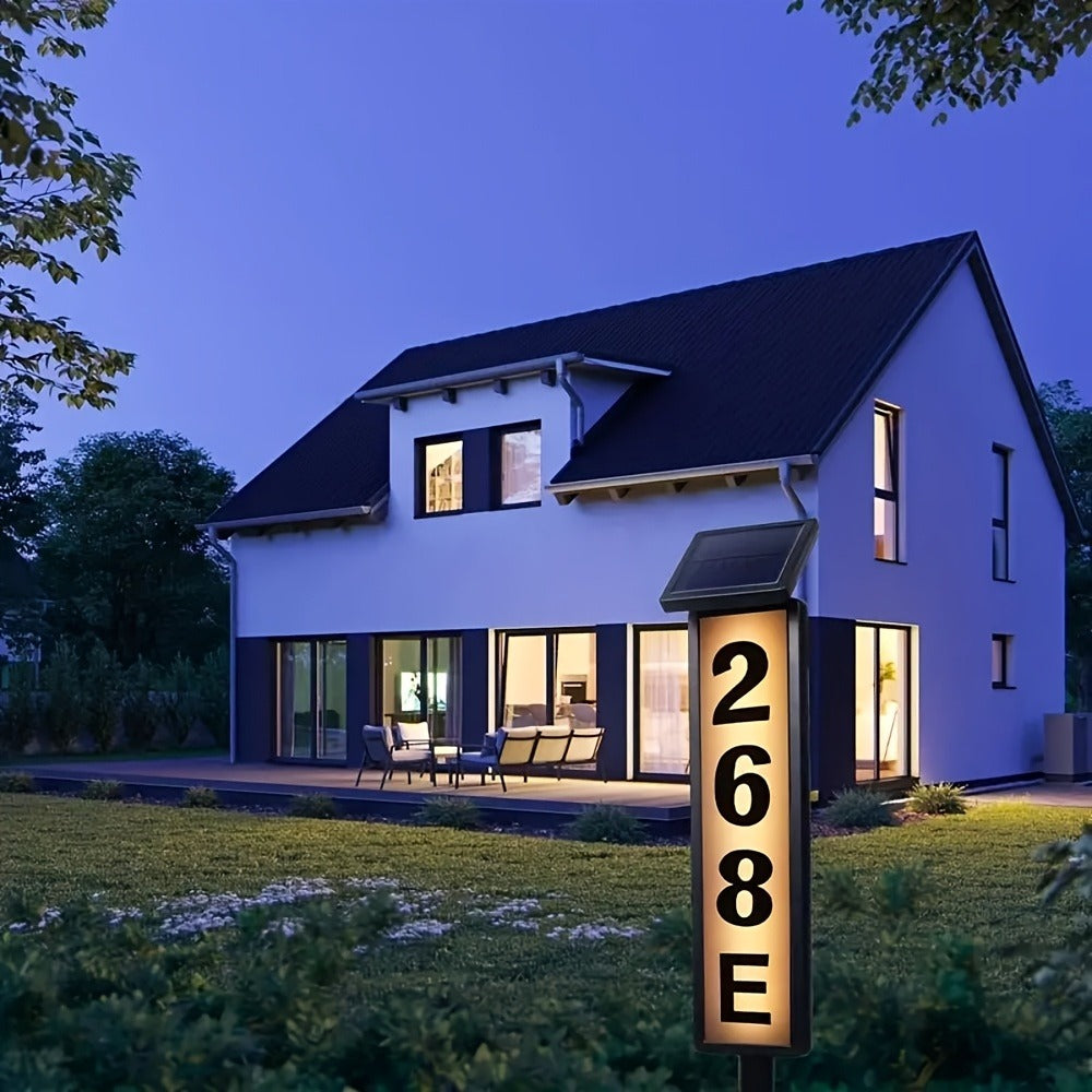 Solar House Number Light LED – DIY Address Sign with 38 LEDs, Switchable Warm & Cool White, IP44 Weatherproof, 270° Solar Panel, Auto On/Off for Home, Yard, Farm & Garden